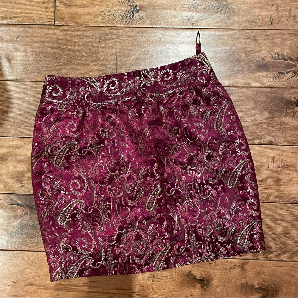Magenta brocade skirt